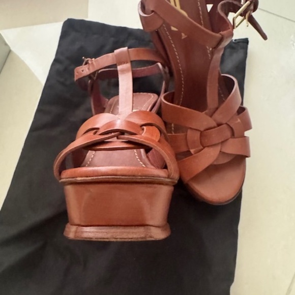 Yves Saint Laurent Tribute Platform Sandals, Wood effect, 37 - Picture 5 of 9